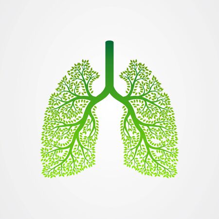 Tree branches with leaves shaped like human lungs.のイラスト素材