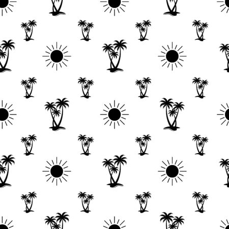 Seamless pattern with palm and sun. Can use for textile, wallpaper, background, and wrapping paper.のイラスト素材