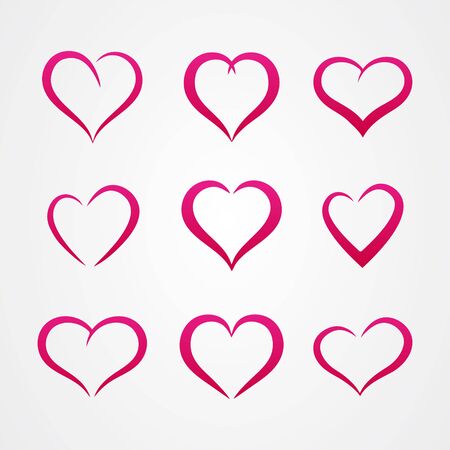 Set of abstract heart shape outline vector. symbol of loveのイラスト素材