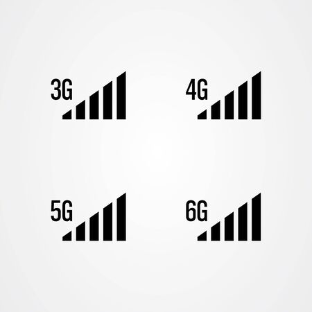 Signal strength icons. 3g, 4g, 5g, 6g internet vector illustration.のイラスト素材