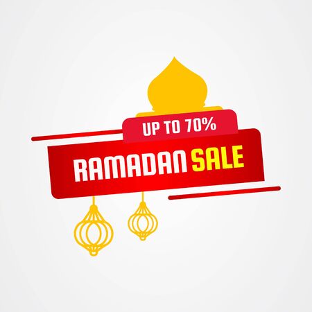 Ramadan sale vector illustration with mosque and fanoos lanternのイラスト素材