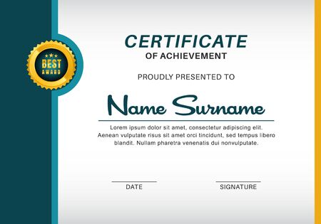 Certificate of achievement template vector design.のイラスト素材