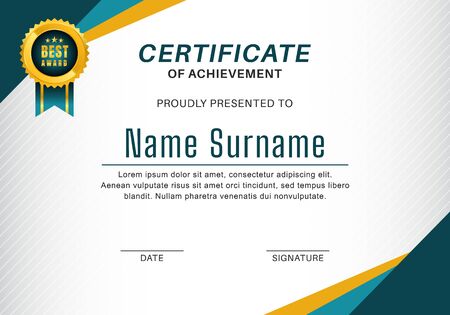 Certificate of achievement template vector design.のイラスト素材