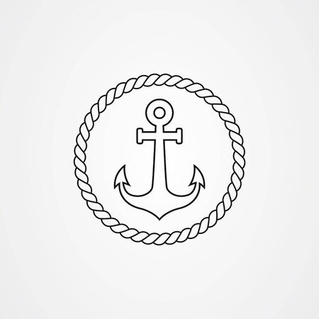 Anchor and rope icon logo design. vector illustrationのイラスト素材
