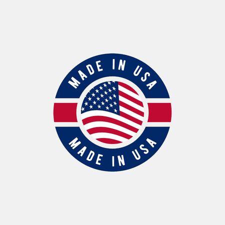 Made in USA label with american flag. simple flat vector illustrationのイラスト素材