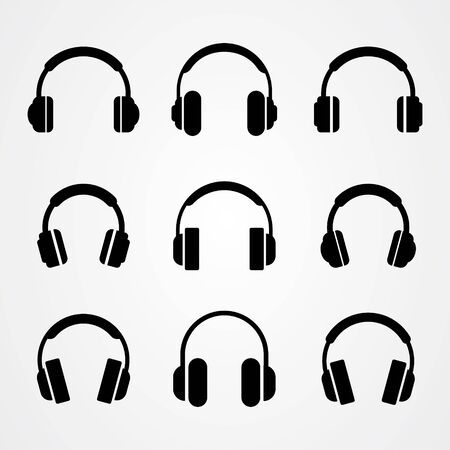 Set of headphones icon symbol vector illustration.のイラスト素材