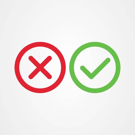 Cross mark and Check mark symbol icon vectorのイラスト素材