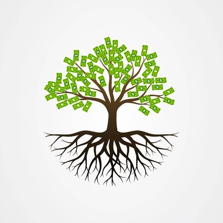 Dollar tree with the roots vector illustrationのイラスト素材