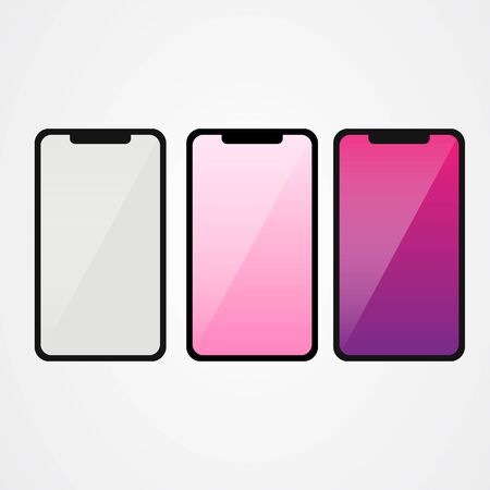 Mobile phone flat vector illustration with different colorのイラスト素材