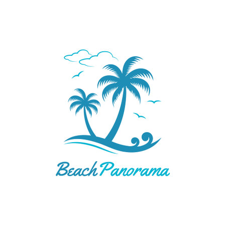 Beach panorama icon logo vector designのイラスト素材