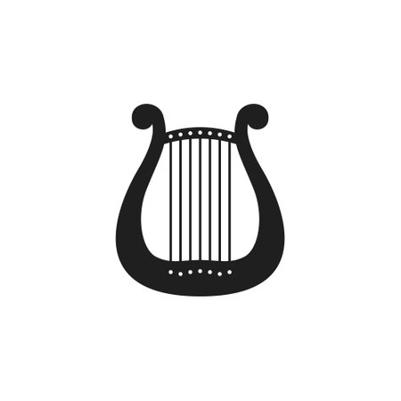 Lyre harp icon flat vector illustrationのイラスト素材