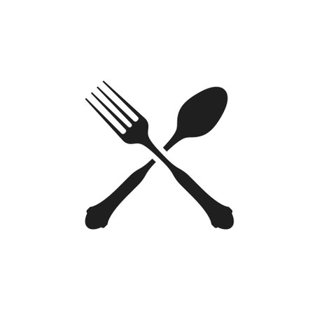 Cross spoon and fork icon vector illustrationのイラスト素材