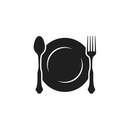 Empty plate with spoon and fork icon vector illustrationのイラスト素材