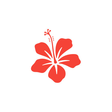 Hibiscus flower icon flat vector illustrationのイラスト素材