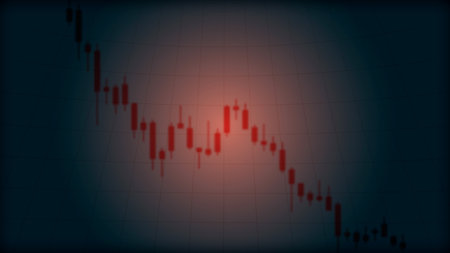 Bearish market trend in cryptocurrency or stocks. Trade exchange background.のイラスト素材