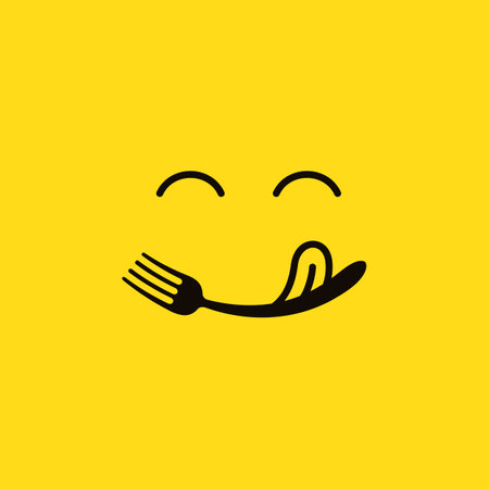 Restaurant logo with fork smile concept.のイラスト素材