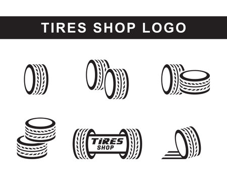 Set of tire shop logo. Tire icon vector illustration.のイラスト素材
