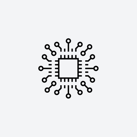 Microchip processor line icon vector illustration.のイラスト素材