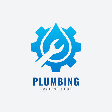 Plumbing service logo. water drop and wrench vector illustration.のイラスト素材