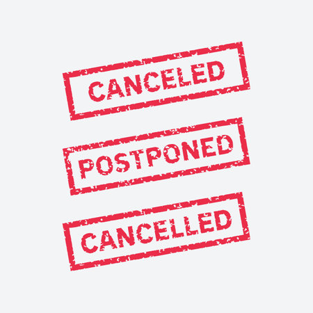 Canceled and postponed stamp in grunge style. Canceled and postponed sign vector design.