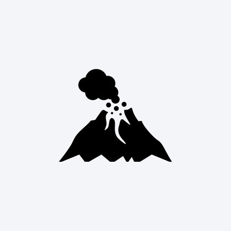 Volcanic eruption with lava and smoke vector illustration.のイラスト素材