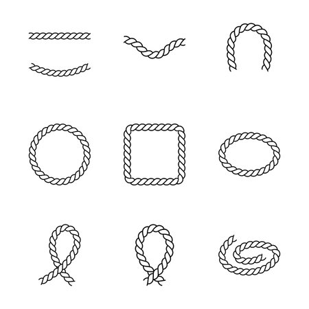 Set of decorative elements of the rope vector illustrationのイラスト素材