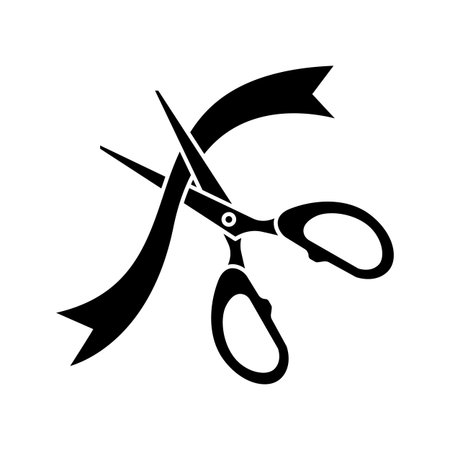 Grand Opening concept with scissors and ribbon icon vector illustration.のイラスト素材