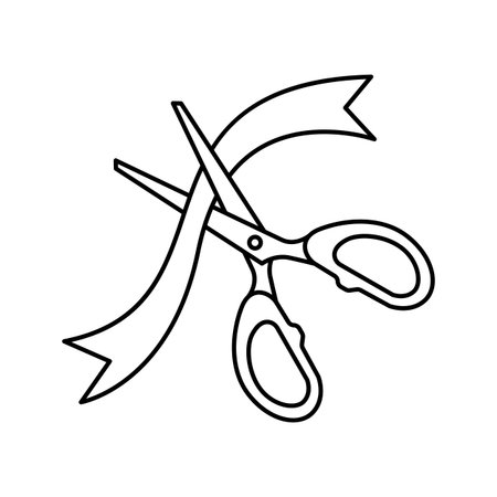Grand Opening concept with scissors and ribbon icon vector illustration.のイラスト素材