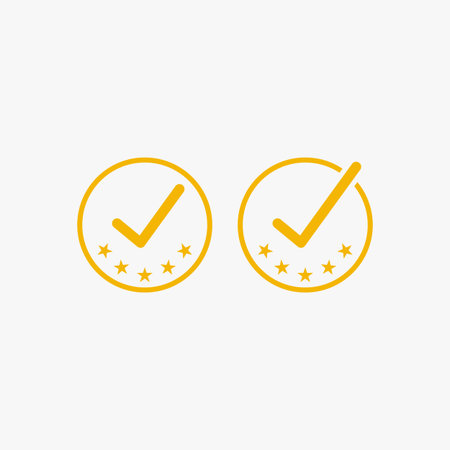 Best rating check mark and 5 star icon design vector.のイラスト素材