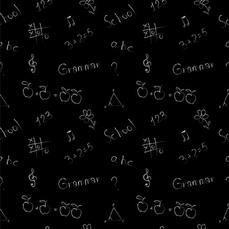 Blackboard elementary school seamless vector pattern with chalk texture.のイラスト素材