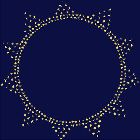 Sun on the night sky decoration vector card. Sparkling sun illustration template. Stars decorative frame.のイラスト素材