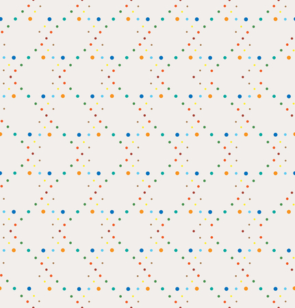 Abstract geometric polka dot seamless vector pattern. Vintage retro colors dots texture on white background.のイラスト素材