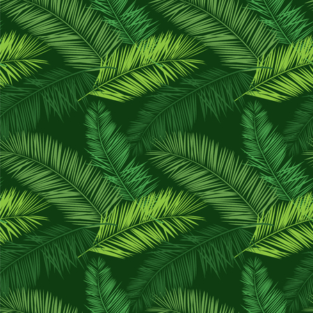 Green  palm seamless pattern. Hawaiian shirt pattern with palm leaves.のイラスト素材