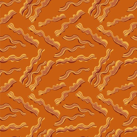 Bacon vector textile print food seamless pattern. Background with pork bacon. Bacon illustration. Seamless image with bacon.のイラスト素材