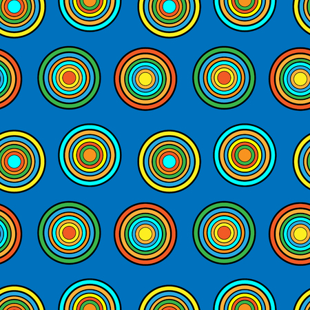 Blue and orange circles seamless vector pattern. Stained glass circles mosaic porange and blue background.のイラスト素材