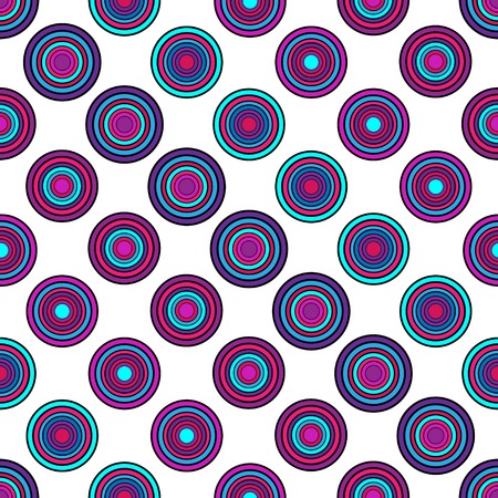 Purple and green circles seamless vector pattern. Stained glass circles mosaic purple and blue background.のイラスト素材