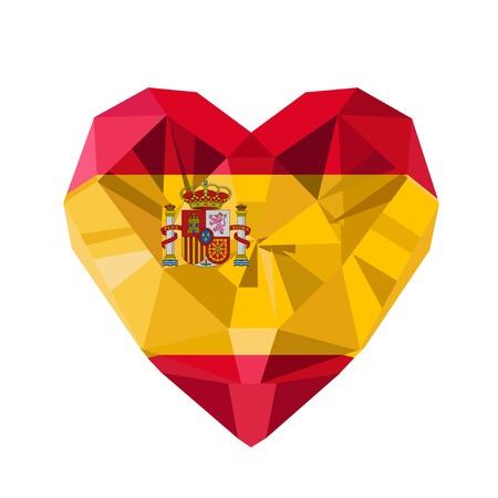 Vector crystal gem jewelry Spanish heart with the flag of the Kingdom of Spain.のイラスト素材
