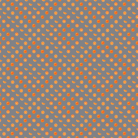 Orange with peel and orange slice seamless geometric pattern on gray background