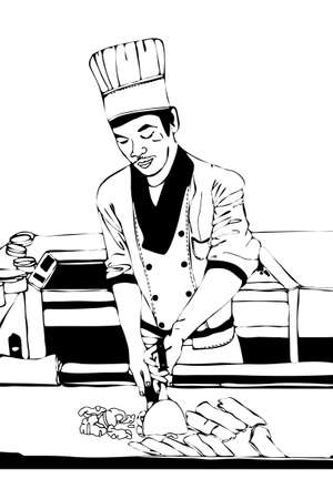 Japanese Teppenyaki Chefのイラスト素材