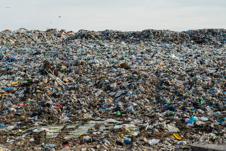 Ocean of garbage ruining nature. Human negligence. Ecological concept