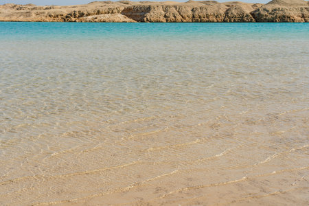 Salt lake with desert background in Ras Muhammad National Parkの写真素材