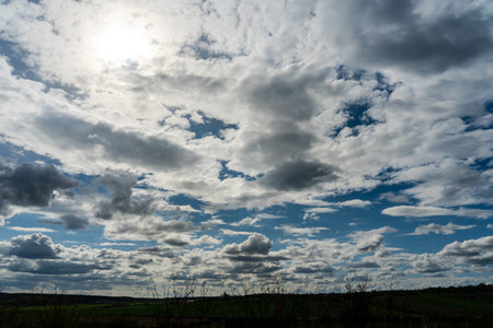 Landscape view of clouds in the blue skyの写真素材