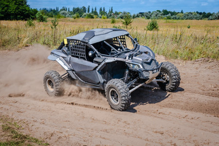 ATV and UTV riding in the sands. Amateur competitions. 4x4.の写真素材