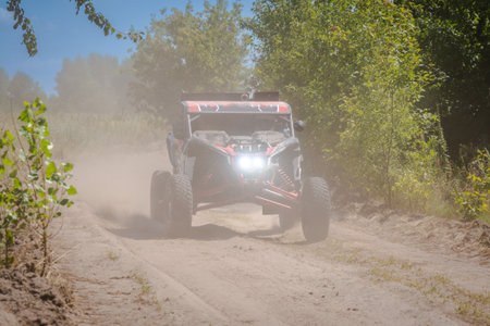 UTV, 4x4 off-road vehicle in the action. An amateur competitions