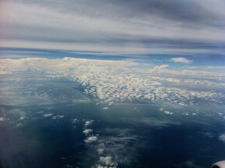 Clouds seen from the window of a planeの素材