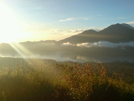 Sunrise at Mount Batur in Bali Indonesiaの素材