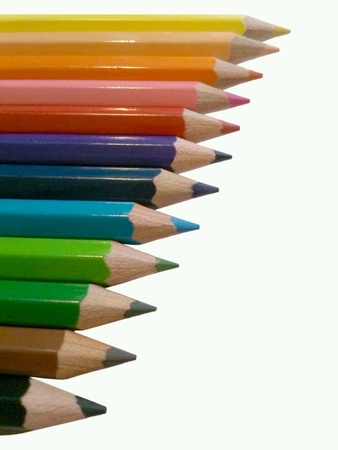 Colored pencils isolated against white backgroundの素材