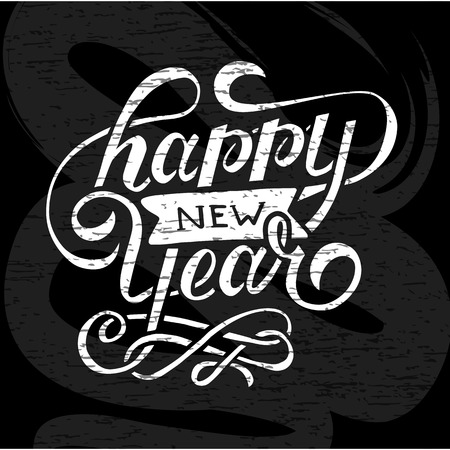 Happy New Year Vector Gradient Phrase Lettering Calligraphy Illustration Chalkboardのイラスト素材
