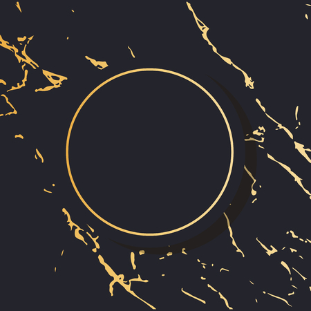 Gold Frame round Minimalism Vector Design Banner Golden Texture marbleのイラスト素材