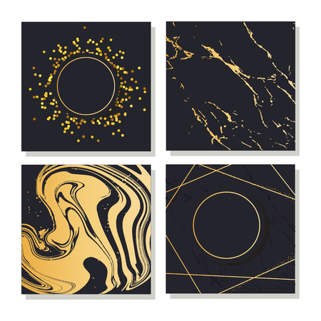 Gold Frame Geometric Shape Minimalism Vector Design Banner Golden Setのイラスト素材